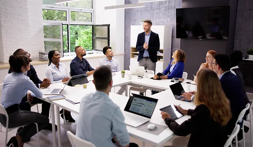 guy leading a meeting